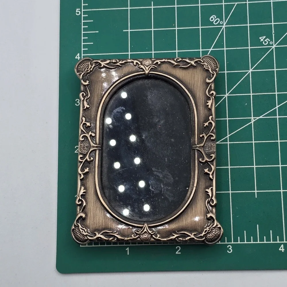 Vtg Ornate Small Metal Floral Scroll Photo Picture Frame Free Standing